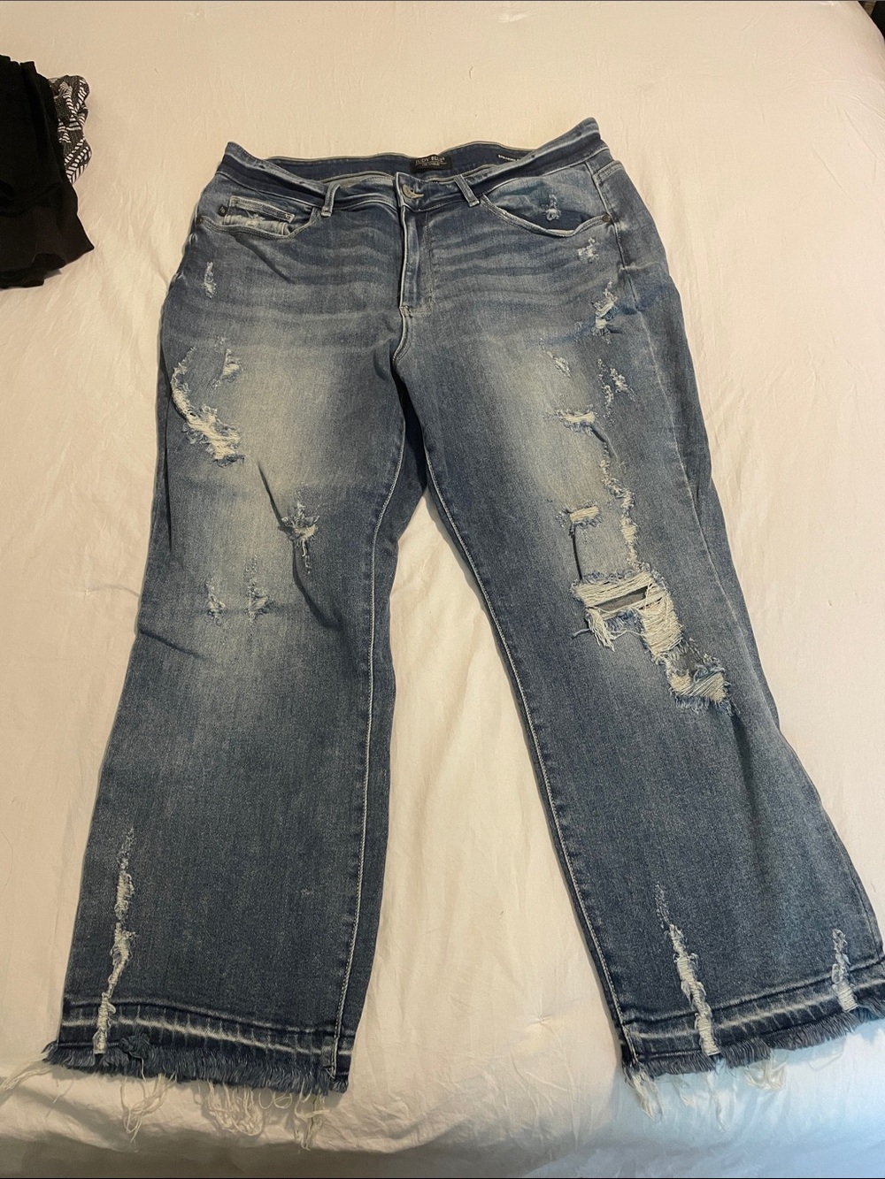 Judy Blue Distressed Light Blue Flare Jeans